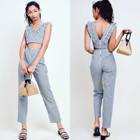 Black and white pants set